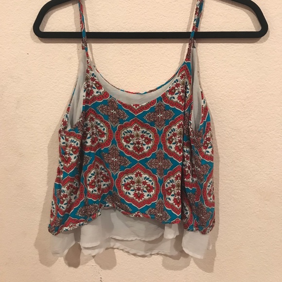 Red White and Blue Paisley-Print Camisole Crop Top - Picture 2 of 2